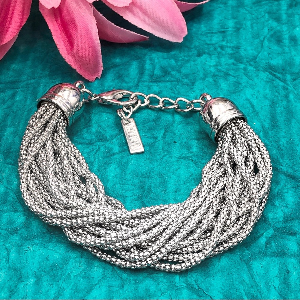 π Layered Silver Chain Clasp Bracelet